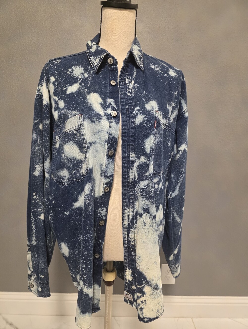 Levis Mandala Bleach-Effect Blue Denim Shirt Jacket